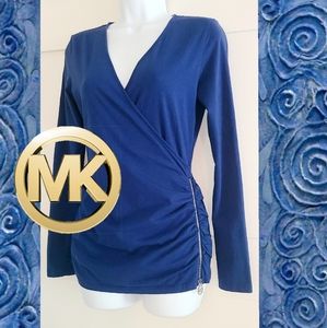Michael Kors V Neck Wrap Side Zipper Top